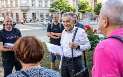 Mareček und Budňák als Stadtführer beim Babylonfest
